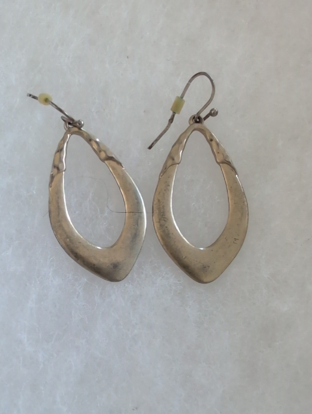 Vtg Hammered Gold-Tone Molten Open Teardrop Earrings - Artisan Boho Luxe